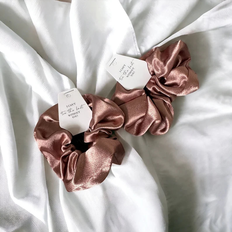 Champagne Bridesmaid Scrunchie and tag