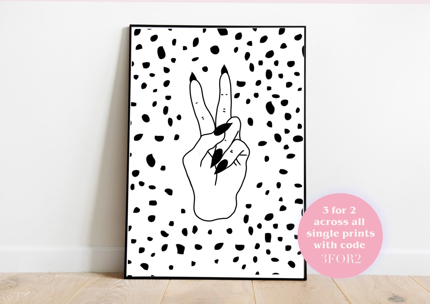 Peace Hand Sign Wall Art Print A4 | Funny Sarcastic Funky
