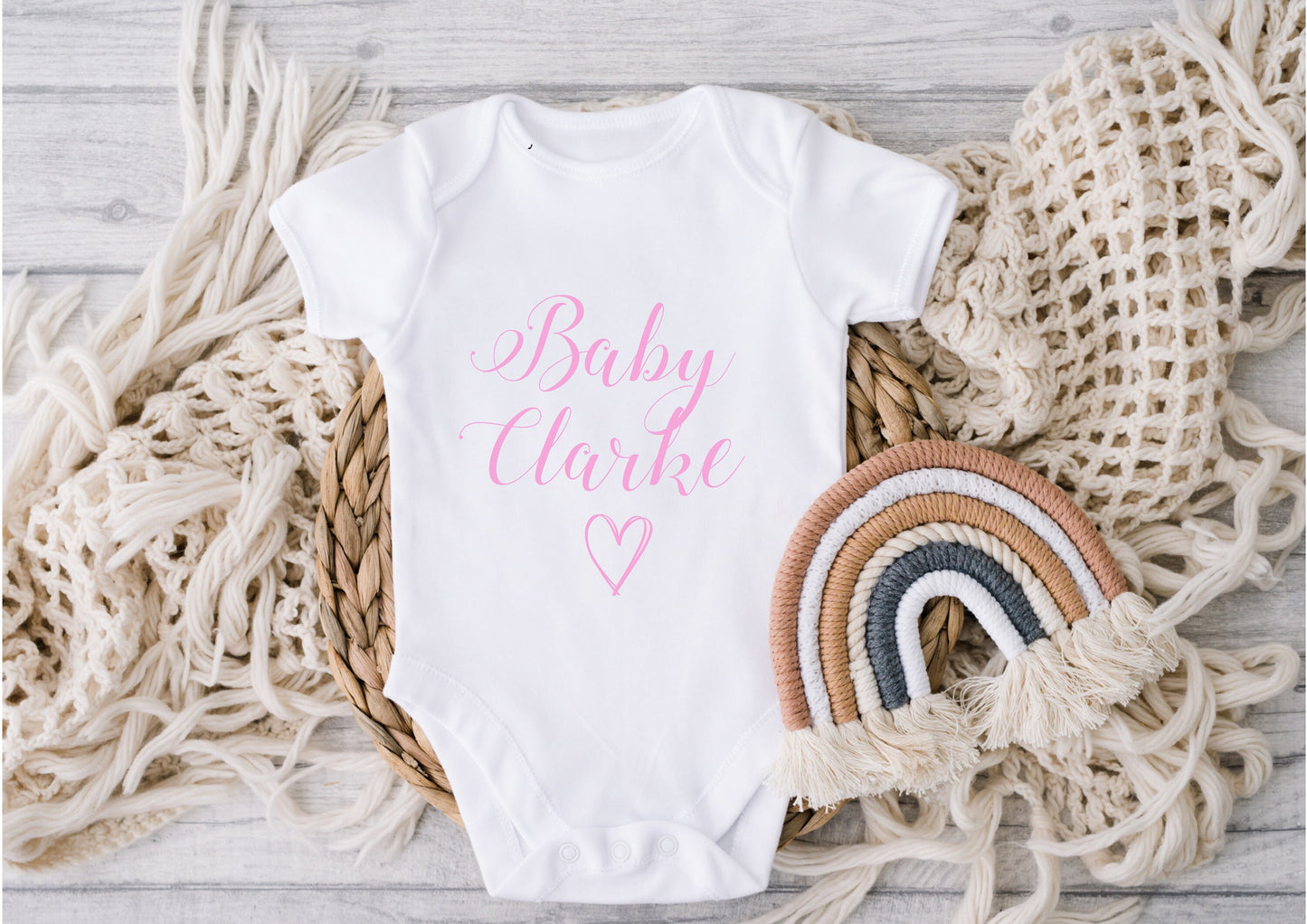 Personalised Baby Vest Grow Suit | CUSTOMISABLE | Announcement | Coming Soon | Baby Surname | Due Date | Pregnancy Gift |