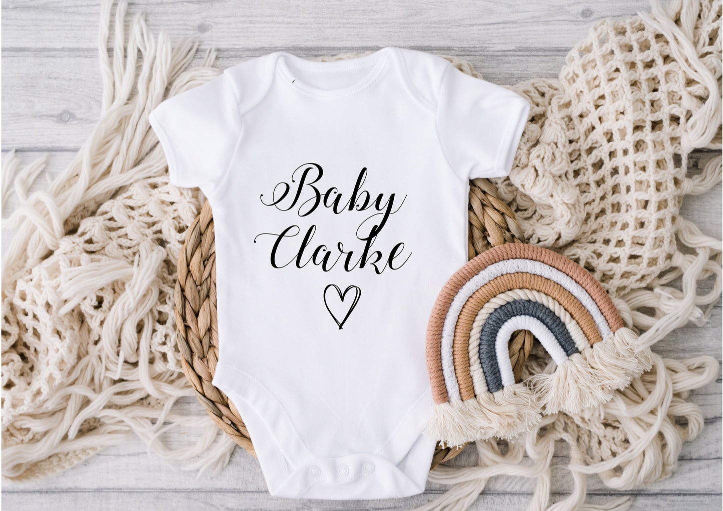 Personalised Baby Vest Grow Suit | CUSTOMISABLE | Announcement | Coming Soon | Baby Surname | Due Date | Pregnancy Gift |