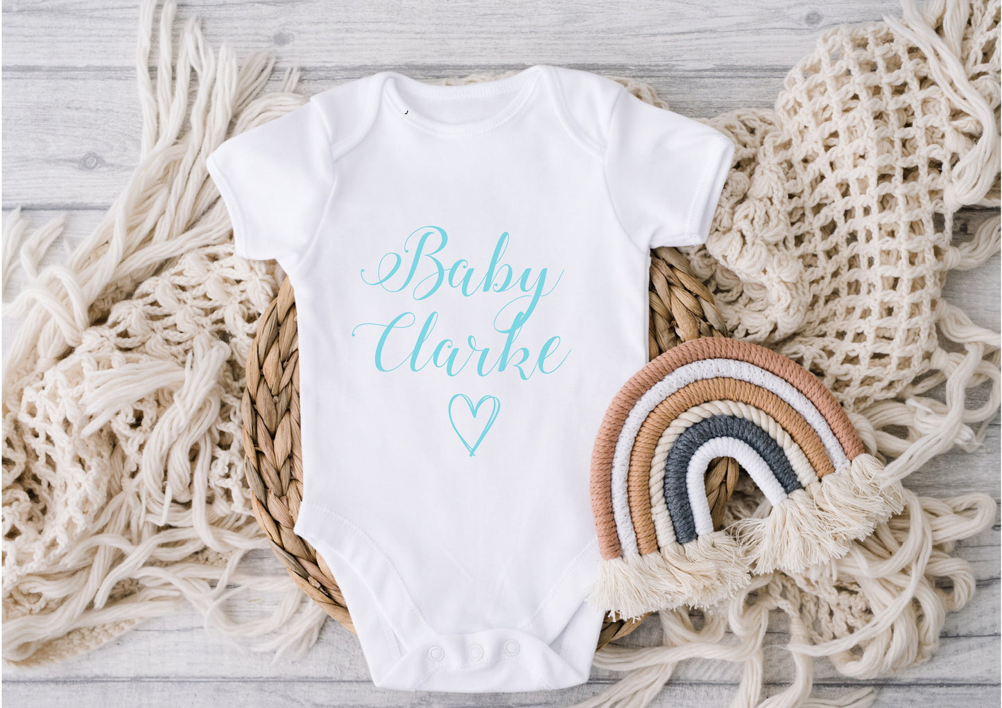 Personalised Baby Vest Grow Suit | CUSTOMISABLE | Announcement | Coming Soon | Baby Surname | Due Date | Pregnancy Gift |