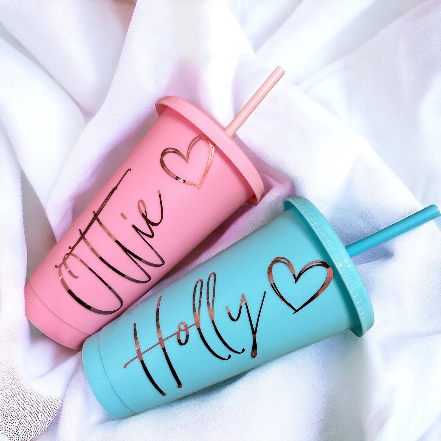 Personalised Holographic Name Cold Cup 24oz WITH HEART