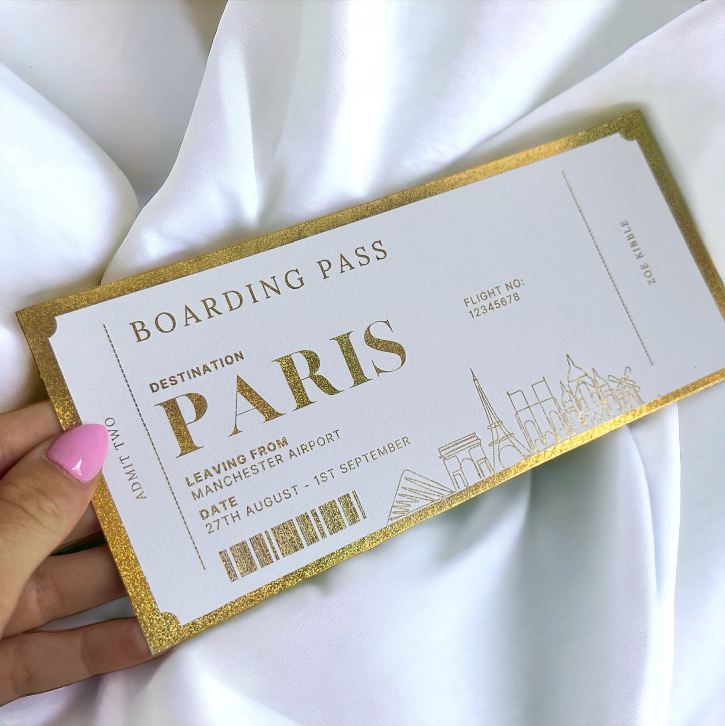 Personalised BOARDING PASS HOLIDAY Reveal Gift Ticket