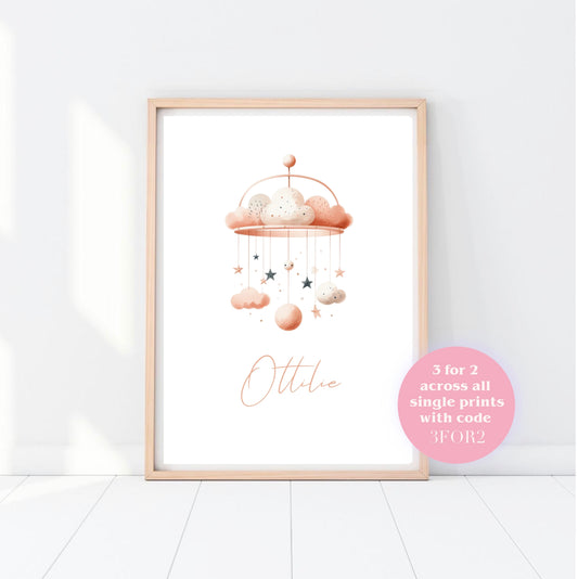 Mobile Pink Baby Room A4 Print