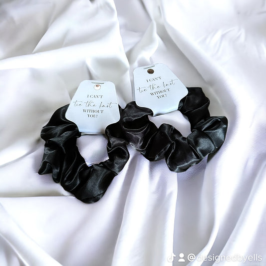 Black Bridesmaid Scrunchie and tag