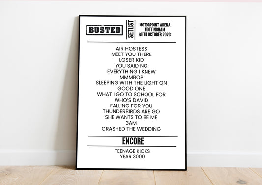 Set list Wall Print A4